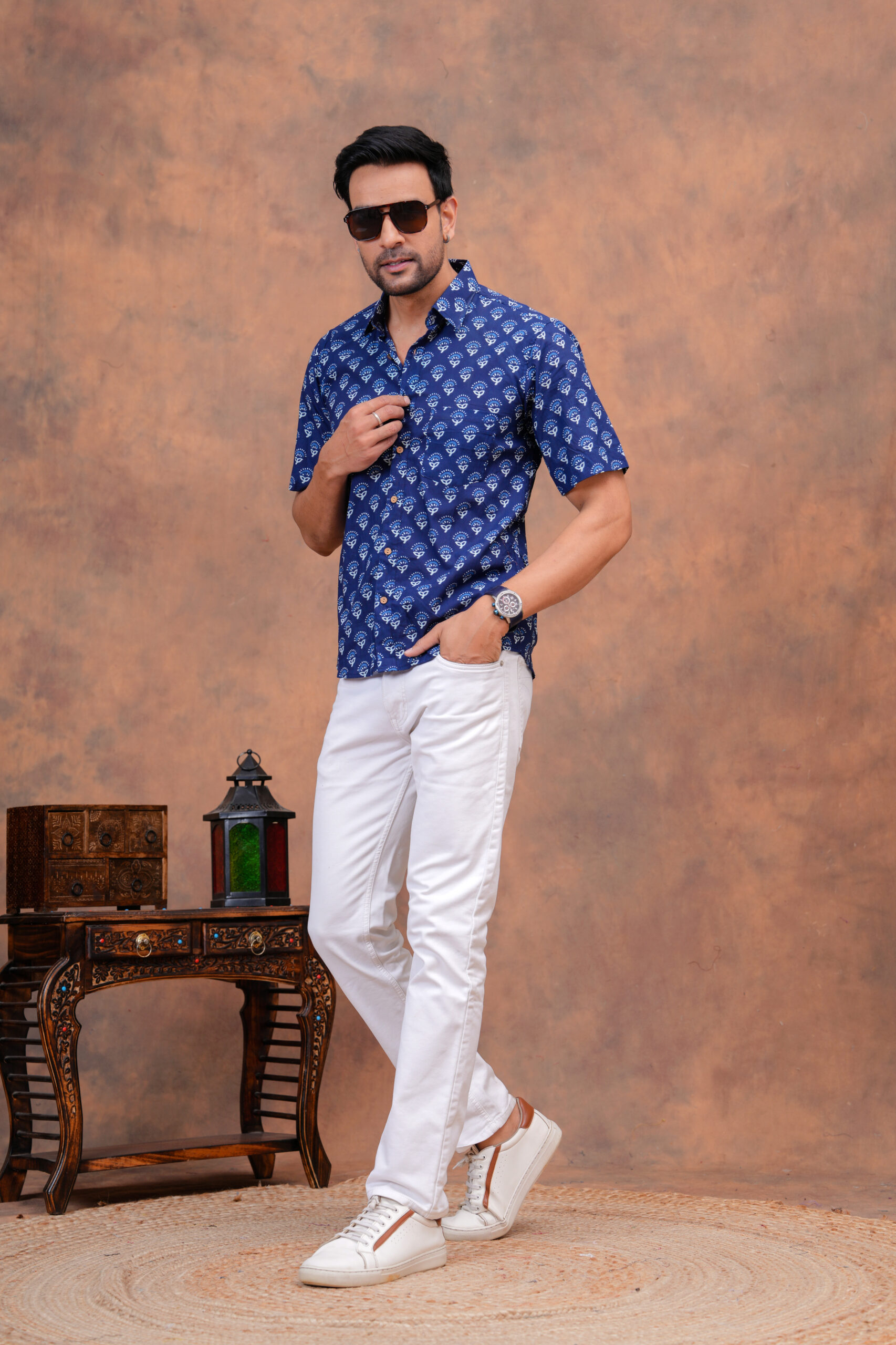 Blue Hand Block Printed Cotton Shirt – Heritage Craft Meets Everyday Comfort - Image 4