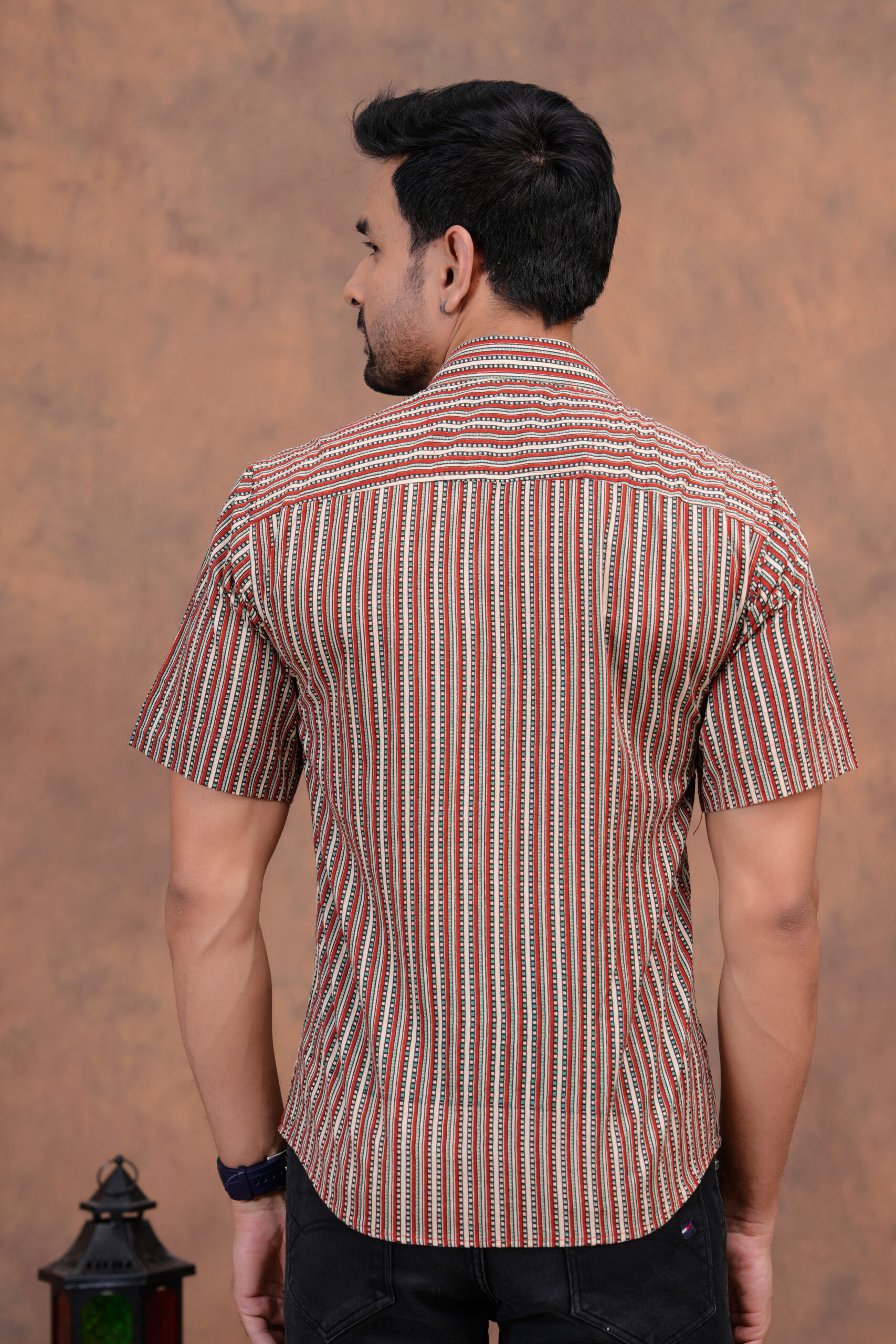 Handcrafted Striped Bagru Cotton Shirt for Men - Image 4
