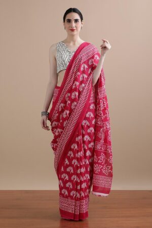 🌼🌸Bagru Block Print Cotton mulmul Sarees With Running Blouse 🌻🌻