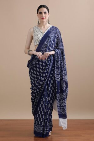 🌼🌸Bagru Block Print Cotton mulmul Sarees With Running Blouse 🌻🌻