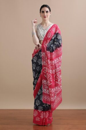 🌼🌸Bagru Block Print Cotton mulmul Sarees With Running Blouse 🌻🌻