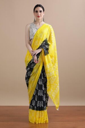 🌼🌸Bagru Block Print Cotton mulmul Sarees With Running Blouse 🌻