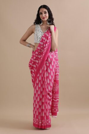 🌼🌸Bagru Block Print Cotton mulmul Sarees With Running Blouse 🌻🌻