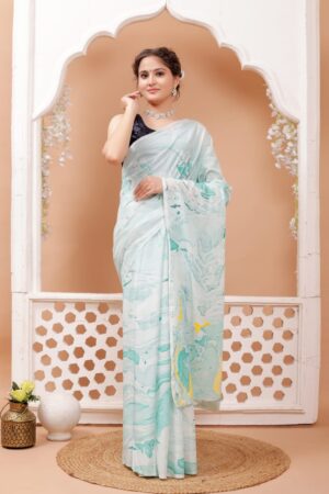 Pastel Cloud Marble Cotton Mulmul Saree – Light, Breezy & Beautifully You