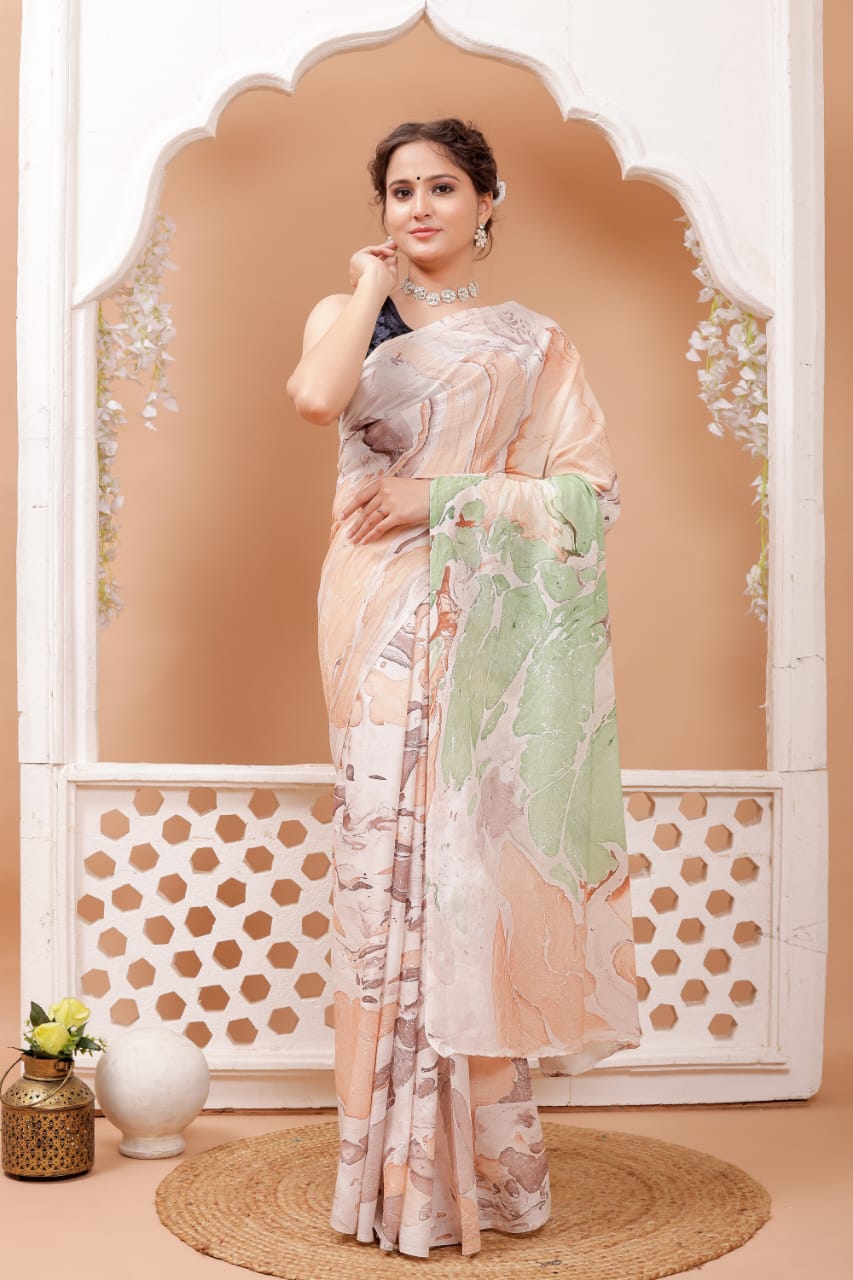 Cloud-Inspired Hand Block Cotton Mulmul Saree – Soft, Lightweight & Breathable Ethnic Elegance